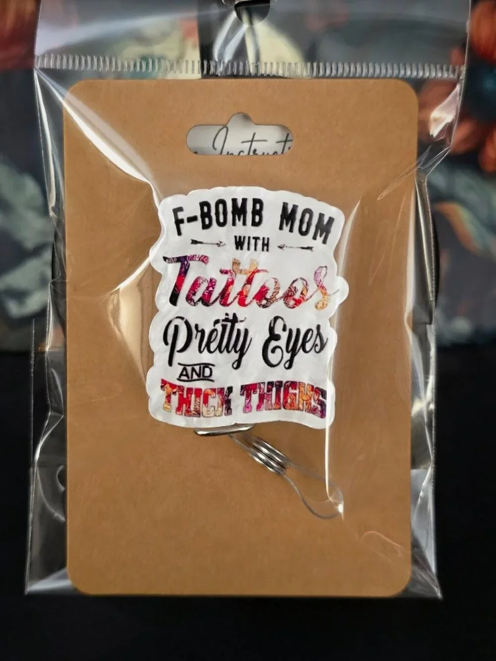 Tattos & Thick Thighs Novelty Acrylic Badge Reel ID Holder